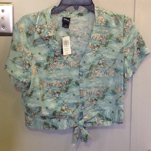 Disney Tops - Disney's Retro Peter Pan crop tie woven top NWT